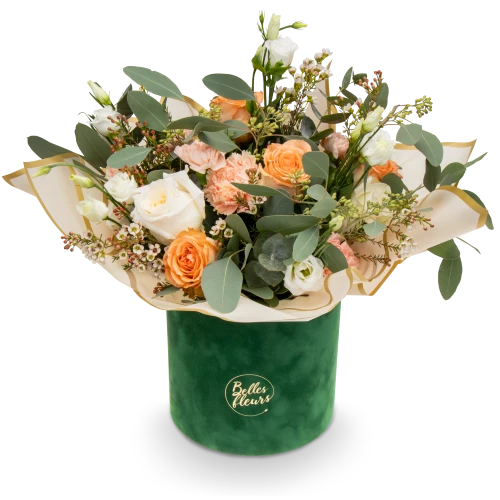 Flower box of roses and carnations